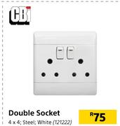 CBi Double Socket 4 x 4 Steel (White)