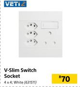 Veti 2 V-Slim Switch Socket 4x4 (White)