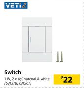 Veti 2 Switch 1W 2x4 (Charcoal & White)