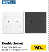 Veti 2 Double Socket 4x4 16A-Each