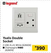 Legrand Ysalis Double Socket (Champagne)
