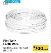Aberdare Flat Twin Earth Wire (White) 1.5mm 100m Roll- Per Roll