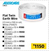 Aberdare Flat Twin Earth Wire 2.5mm X 30m Roll (White)