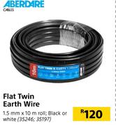 Aberdare Flat Twin Earth Wire (Black Or White) 1.5mm X 10m Roll