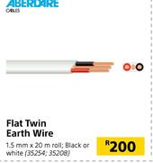 Aberdare Flat Twin Earth Wire (Black Or White) 1.5mm X 20m Roll