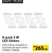 Light Worx 8 Pack 3 W LED Globes-Per Pack