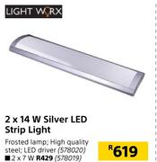 Light Worx 2 x 14 W Silver LED Strip Light