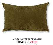 Green Velvet Cord Scatter 40 x 60cm