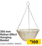 350mm Rattan Effect Hanging Basket Cream
