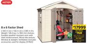 Keter 8 x 6 Factor Shed 2.565m (w) x 1.82m (d) x 2.385m (h)