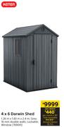 Keter 4 x 6 Darwin Shed 1.26m x 1.83m x 2.4m