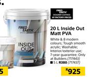 Fired Earth 20Ltr Inside Out Matt PVA