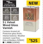 Fired Earth 5Ltr Velvet Wood Gloss Varnish