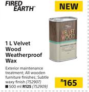 Fired Earth 1Ltr Velvet Wood Weatherproof Wax