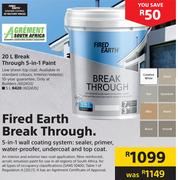 Fired Earth 20L Break Through 5 In 1 Paint