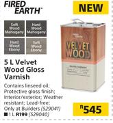Fired Earth 5L Velvet Wood Gloss Varnish
