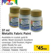 Acrilex Metallic Fabric Paint-37ml Each