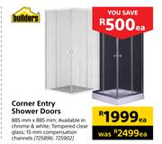 Builders Corner Entry Shower Doors 885mm x 885mm-Each