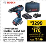 Bosch 18V Brushless Cordless Impact Drill GSB 18V-50