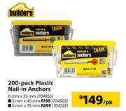 Builders 200-Pack Plastic Nail-In Anchors-6mm x 35mm Per Pack