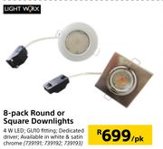 LightWorx 8-Pack Round Or Square Downlights-Per Pack