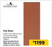 Swartland Fire Door 2.032m(h) X 813mm(w)
