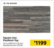 PG Bison Sqaure Line Postform Top 3.6m X 600mm X 32mm