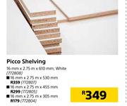 Picco Shelving (White) 16mm X 2.75m X 305mm