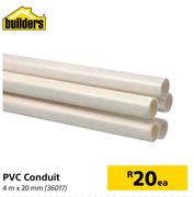 Builders PVC Conduit 4m X 20mm-Each