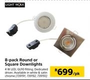 Lightworx 8 Pack Round Or Square Downlights-Per Pack