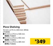 Picco Shelving White 16mm x 2.75m x 530mm