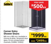 Builders Corner Entry Shower Door 885mm x 885mm-Each