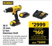 Dewalt 18V 13mm Li-Ion Hammer Drill