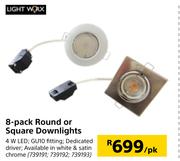 Lightworx 8 Pack Round Or Square Downlights-Per Pack