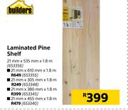 Builders Laminated Pine Shelf 21mm x 380mm x 1.8m