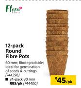 Flora 24 Pack Round Fibre Pots 80mm-Per Pack