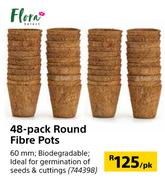 Flora 48 Pack Round Fibre Pots 60mm-Per Pack
