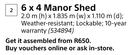 Keter 6 x 4 Manor Shed 2.0m (h) x 1.835m (w) x 1.110m (d)