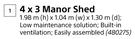 Keter 4 x 3 Manor Shed 1.98m (h) x 1.04m (w) x 1.30m (d)