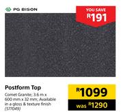 PG Bison Postform Top-3.6m x 600mm x 32mm
