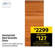 Horizontal Red Grandis Hardwood Door-2.032m (h) x 813mm (w)