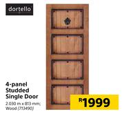 Dortello 4 Panel Studded Wood Single Door-2.030m x 813mm