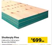 Shutterply Pine-2.44m (l) x 1.22m (w) x 18mm (d) Each