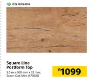 PG Bison Square Line Postform (Saxon Oak Mint) Top-3.6m x 600mm x 32mm
