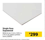 Single Face Supawood-3mm x 1.83m x 2.75m