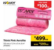 Isover Think Pink Aerolite (135mm x 1.2m x 5m)-6 Sqm Each