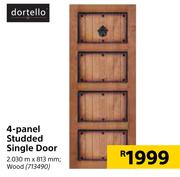 Dortello 4 Panel Studded Wood Single Door-2.030m x 813mm