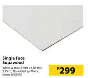 Single Face Supawood (White & Raw); 3mm x 1.83m x 2.75m