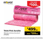 Isover Think Pink Aerolite (135mm x 1.2m x 5m)-6 Sqm Each