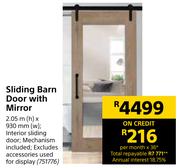 Sliding Barn Door With Mirror 2.05m (h) x 930mm (w)